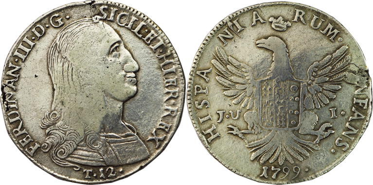 piastra - 120 Granas 1798. Piastra. Fernando IV. Nápoles. 85-592